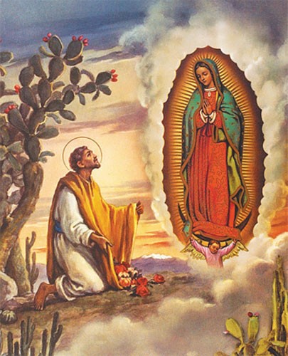 On his way to Mass in the early morning of December 9, 1531, the morning quiet is broken by a strange music that he will later describe as the beautiful sound of birds. This made him divert his path to investigate the sound. Juan Diego came face to face with a radiant apparition of the Virgin Mary.
